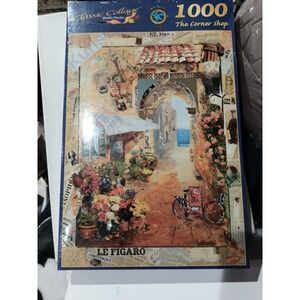"The Corner Shop" - A Classic Collage 1000 Piece Puzzle - Floral, Cobblestone